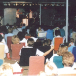 everyone in their 'back-jack' chairs at the door 1980's